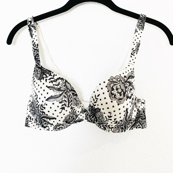 Soma Other - Soma Full Coverage Shaping Bra 34B Black Cream Floral Dots Underwire Padded